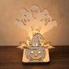 Wooden Material Wooden Candle Holder Shadow Projection Design Halloween Candlestick  Indoor Decor