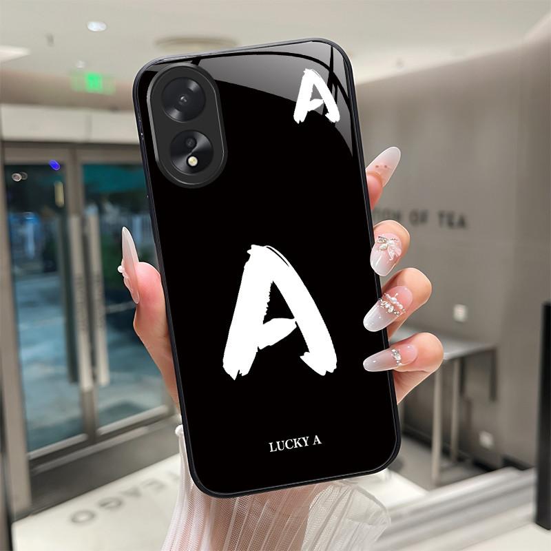 Phone Case For OPPO A18 A38 A58 A78 Back Covers Lucky Letter Protective Case For OPPOA18 OPPOA38 Tempered Glass Soft TPU Shell