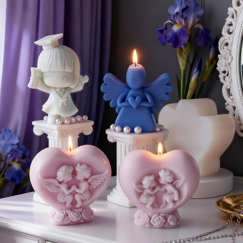 Cupid Little Angel Silicone Candle Mold DIY Gifts Aroma Candle Plaster Graduation Boy Girl Molds Soap Candle Making Supplies