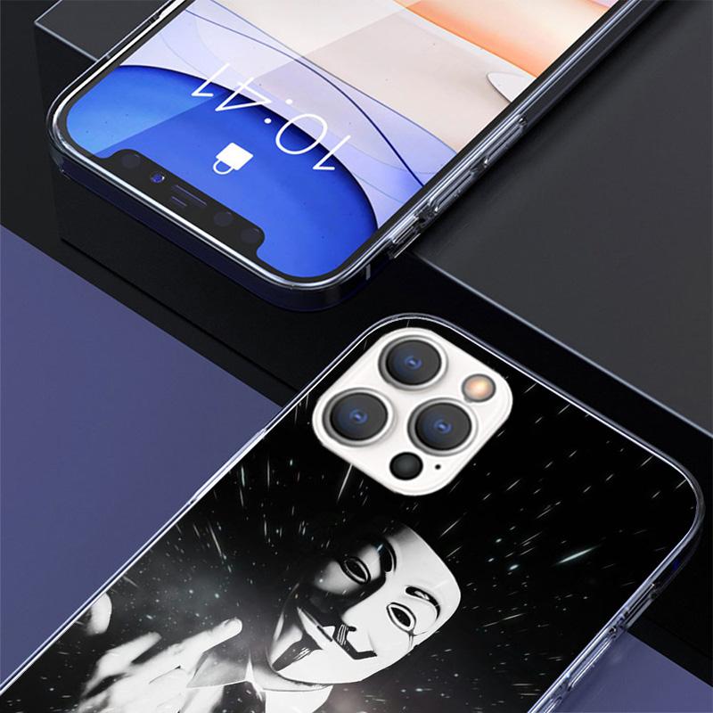 Anonymous V Mask Phone Case For iPhone 17 Air 16 Pro Max 16E 15 + 14 Plus 11 12 13 Mini 7 8 SE Gift Print Cover Fundas 17 Air 16