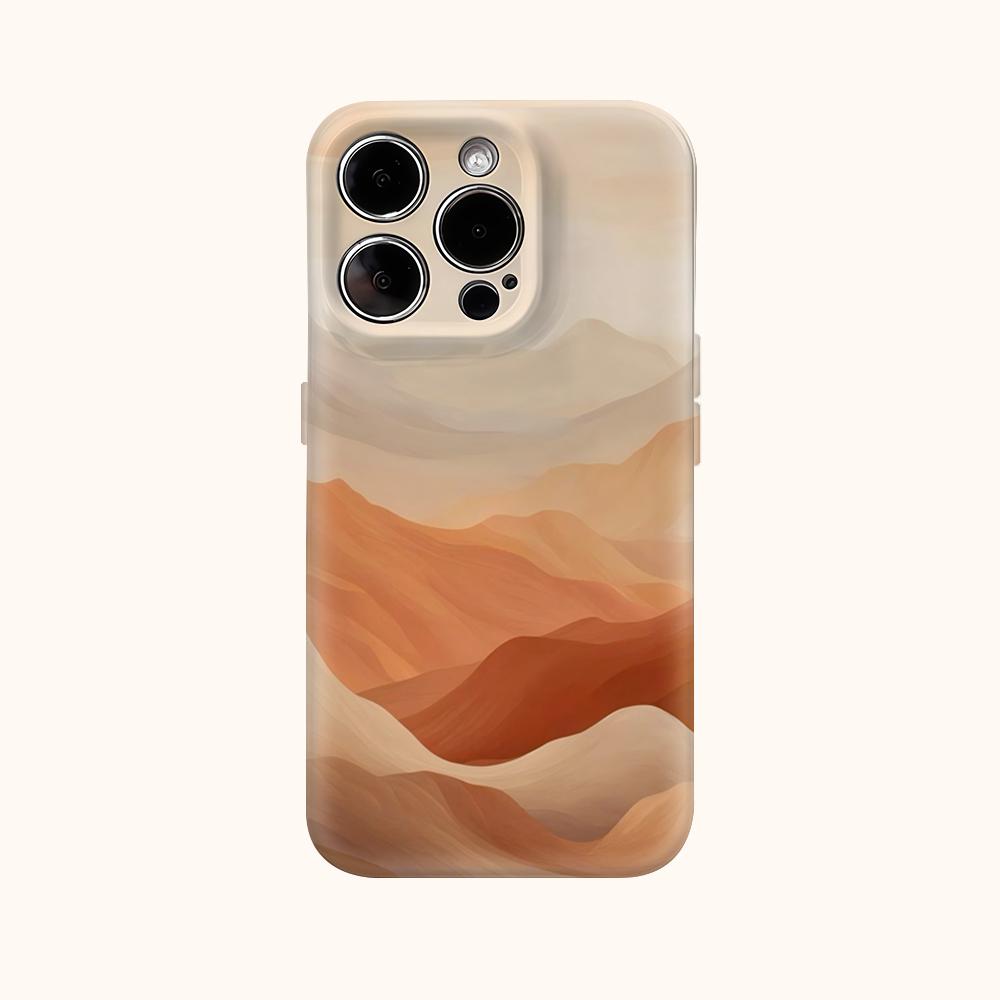 Peach Mountain Layers Phone Case for IPhone 17AIR 16E 16 15 14 13 12 11 17 Pro Max Plus Double-layer Back Cover