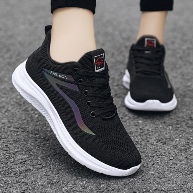 New Style Flat-soled Comfortable Fashionable Casual Walking Shoes Breathable Mesh Lace-up Lightweight Sneakers Women