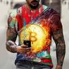 Men T-shirtSpring and Summer New Short-sleeved Bitcoin 3D Printed T-shirt Casual T-ShirtStreet Trend Oversized T-Shirt