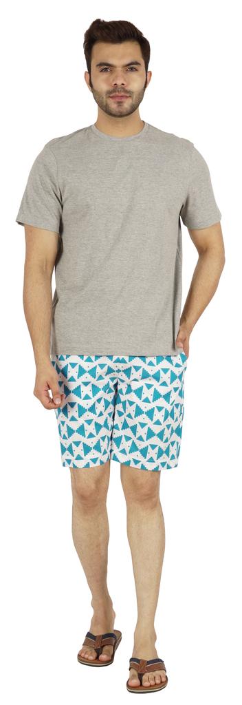 Inkmeso Casual Cotton Printed Shorts For Men’s Summer Elastic Waist Classic Everyday Shorts