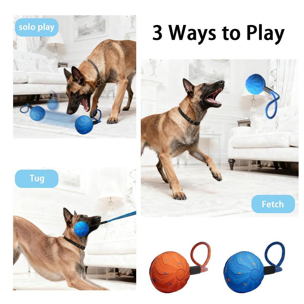 Cross-Border Electric Smart Dog Teasing Ball: Bite-Resistant E-TPU Pet Entertainment Bouncing Ball with Rope.