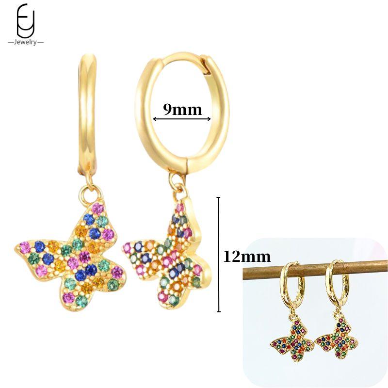 925 Silver Ear Buckles Fashion Hoop Earrings Colorful Crystal Pendants Gold Earring Premium Luxury Women's Jewelry Gift