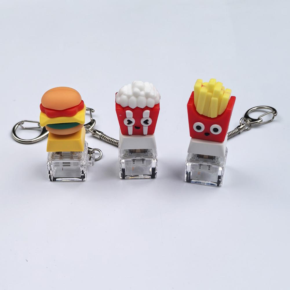 Hamburg Keyboard Keychain Fidget Toy Ice Cream Keycap Fidget Clicker Key Chain Toys Stress Relief Gifts