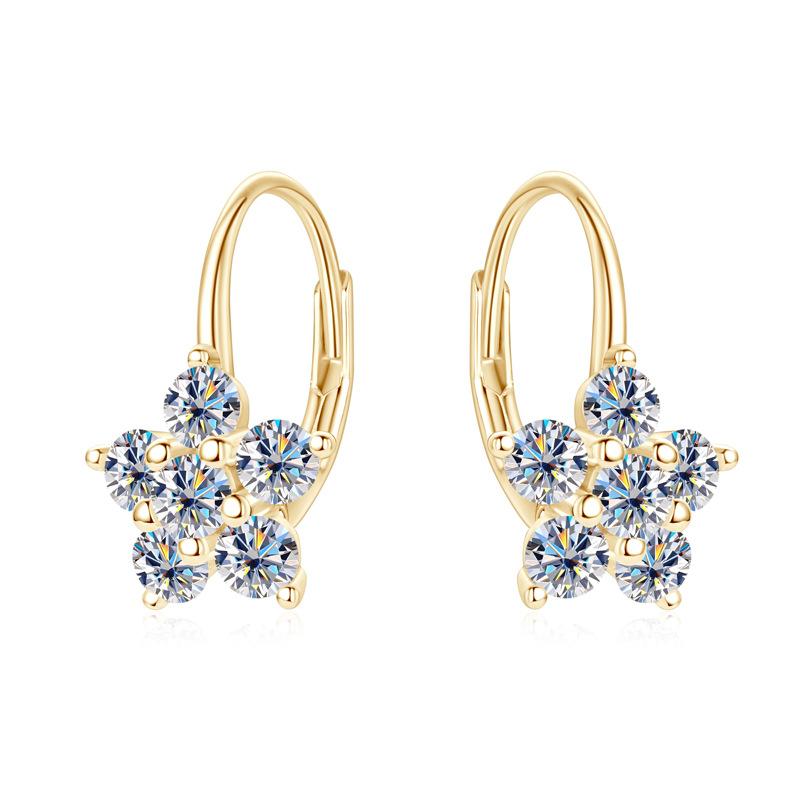 Silvere Glam Korean Version Of Ins Style New Snowflake Moissanite Earrings Six-pointed Star Flower 925 Sterling Silver Tassel Earrings