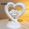 Delicate Rose Texture Decor Heart Figurine, 3D Printed Sculpture, Romantic Desktop Decoration Decorative Ornament for Table, Shelf Centerpiece