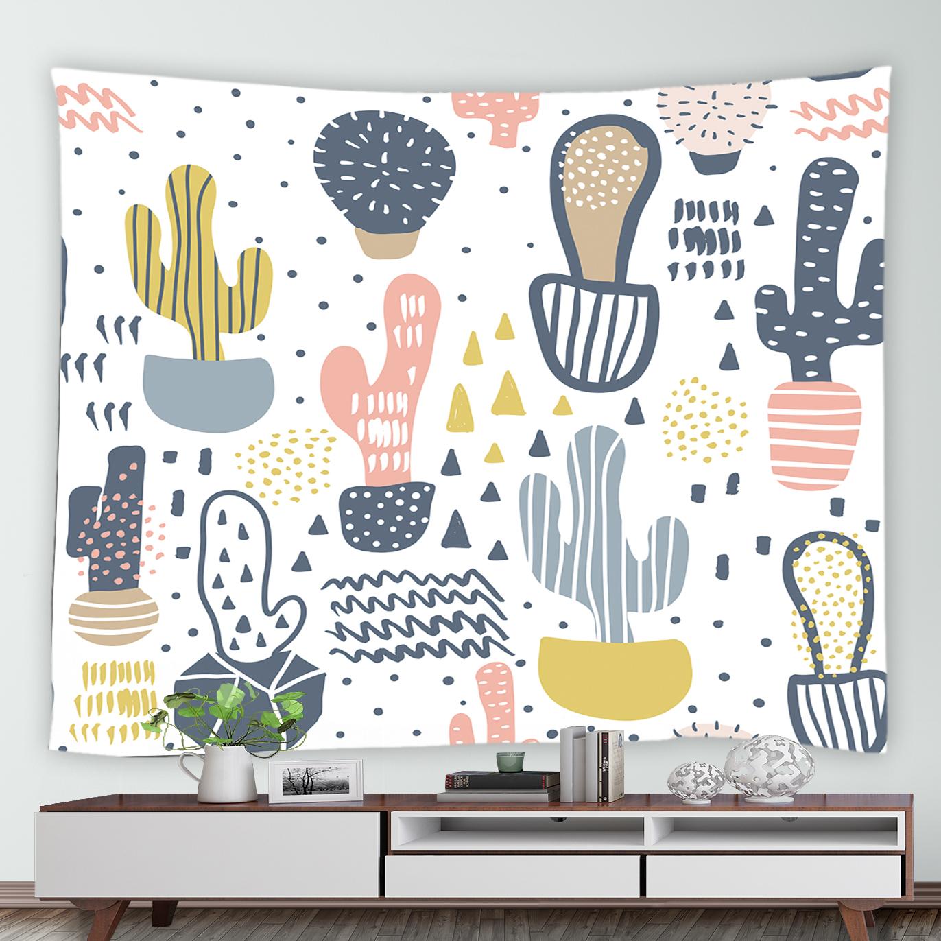 Гобелен с тропическим кактусом и зеленым растительным принтом для дома — фото 9