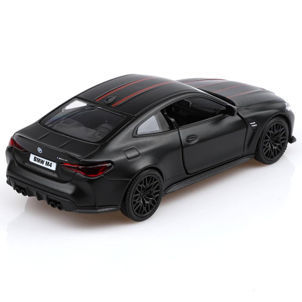 TOKAXI 1/36 Scale BMW M4 Diecast Miniature Car with Pull-Back Driving Function, Black, Birthday/Christmas Gift for Boys and Girls