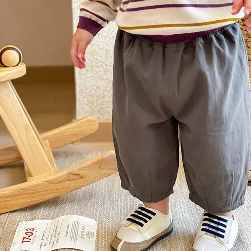 

Solid Boy Kids Fashion Trousers Toddler Clothes Summer Spring Baby Pocket Ankle Length Loose Girl Children Casual Pants 120cm сірий