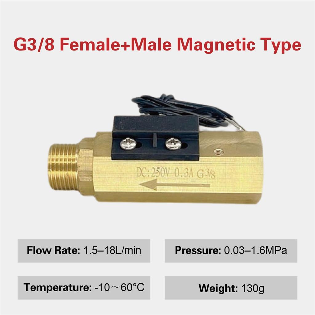 Brass Flow Switch Flow Meter Flowmeter 1.5‑3L/min G1/4 G1/2 Low Flow Water Normally Open Magnetic Spring Sensor Industrial