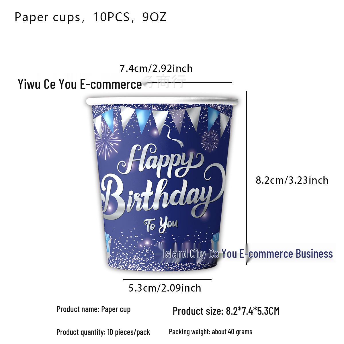 

Набор синей и серебристой посуды для дня рождения - Включает тарелки, стаканы, скатерть