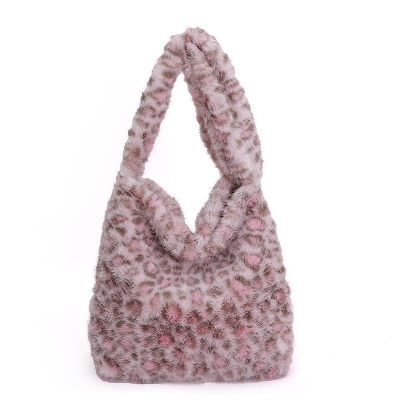 

New Leopard Print Crossbody Bag Women Large Capacity Furry Shoulder Bag for Commute Comfortable and Versatile Texture Bucket Bag
