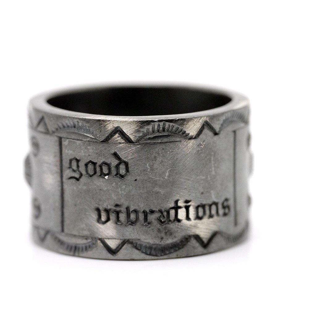 Silver One bi London Blue 925 Antique Flat Engraved Topaz, Silver, Black, Finish, Ring, Men's (Size 21)