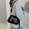 Retro Fashion Pleated Design Womens Small Bowknot Bag In Khaki Black And Cream