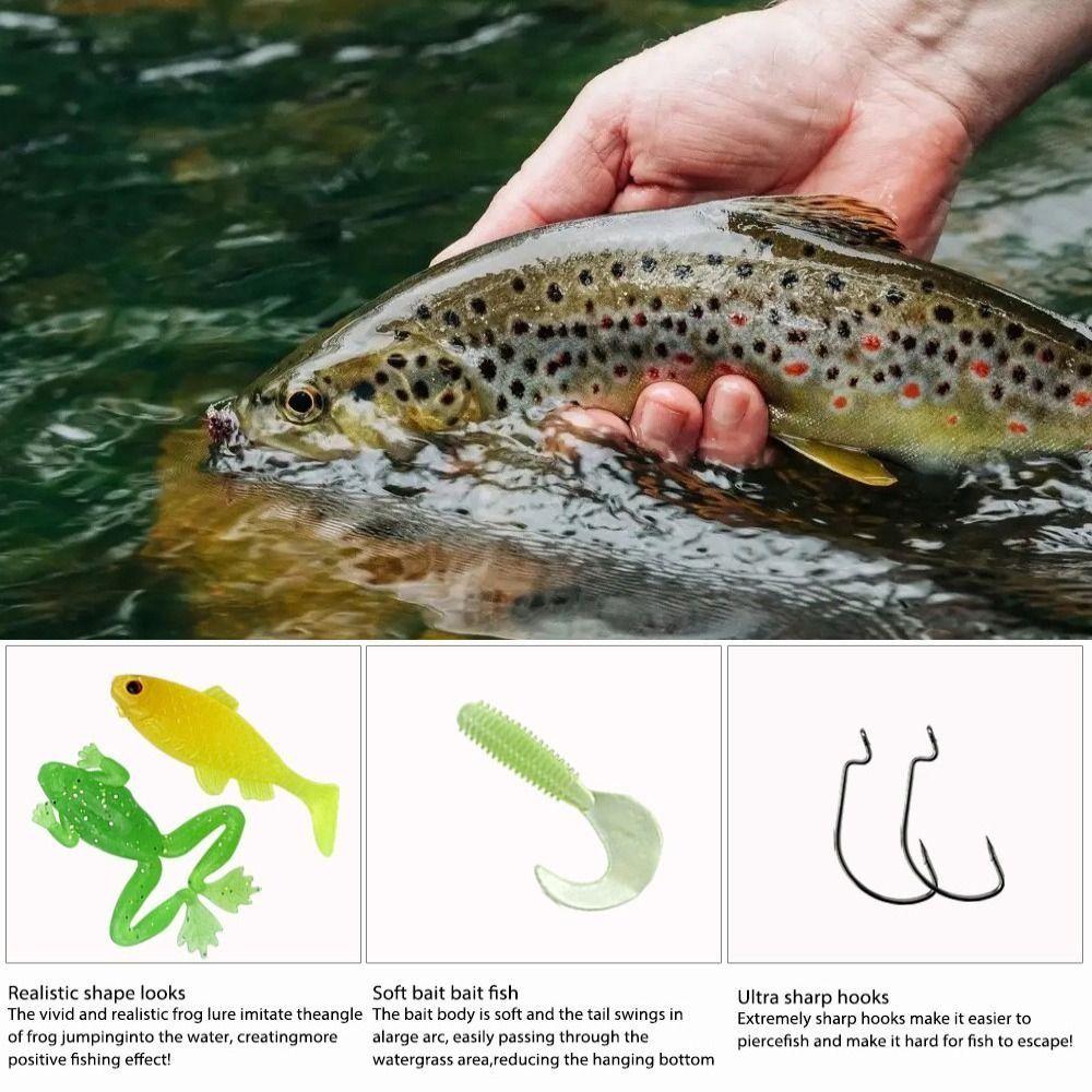 Tackle Box Soft Fishing Lures Kit Hook Set Silicone Soft Lures Hooks  Fishing Accessories