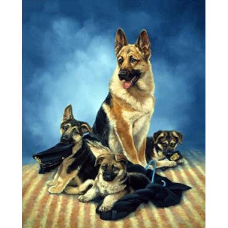 5D DIY Diamond Painting Cute Dog Diamond Embroidery Animal Scenery Cross Stitch Full Round Drill Home Decor Manual Gift