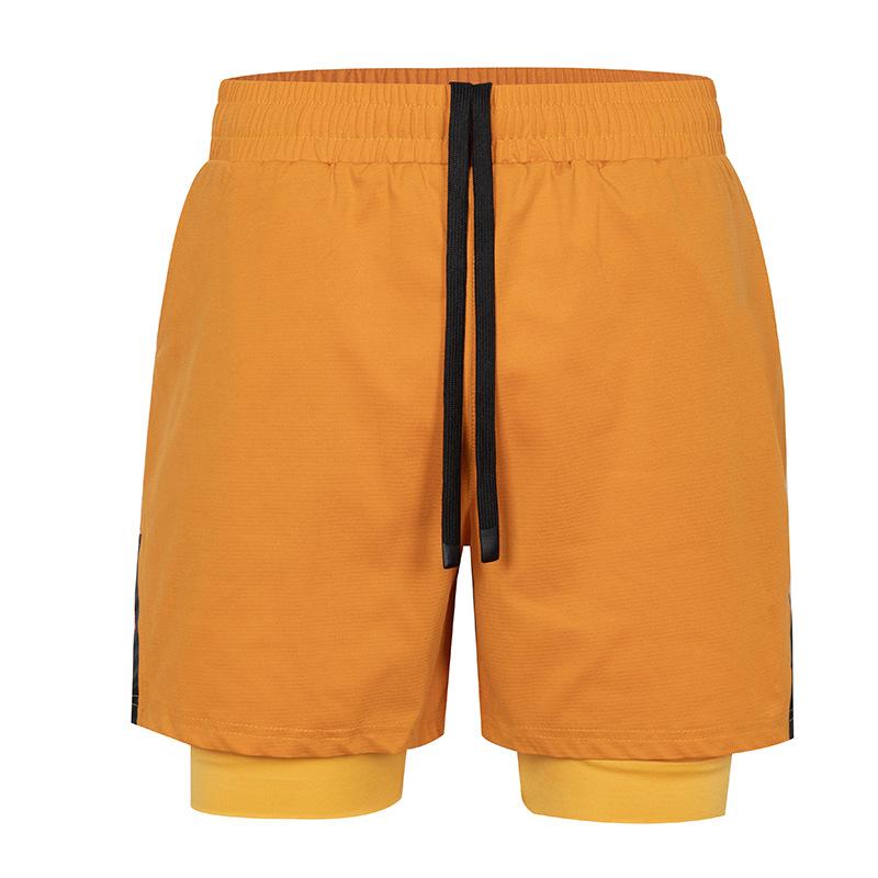 Men 2 In 1 Quick Dry Athletic Shorts Elastic Waist Drawstring With Liner