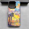 Bunte Ölgemälde Landschaft Handyhülle Für iPhone 16 15 14 13 12 11 Pro Max Grau Schwarz Handyhüllen Matt Laser Metallisch Aurora Funda