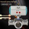 Sanitary 304 Stainless Steel Pneumatic Three-Way Ball Valve - T & L Type Quick Connect Diverter (Food Grade)