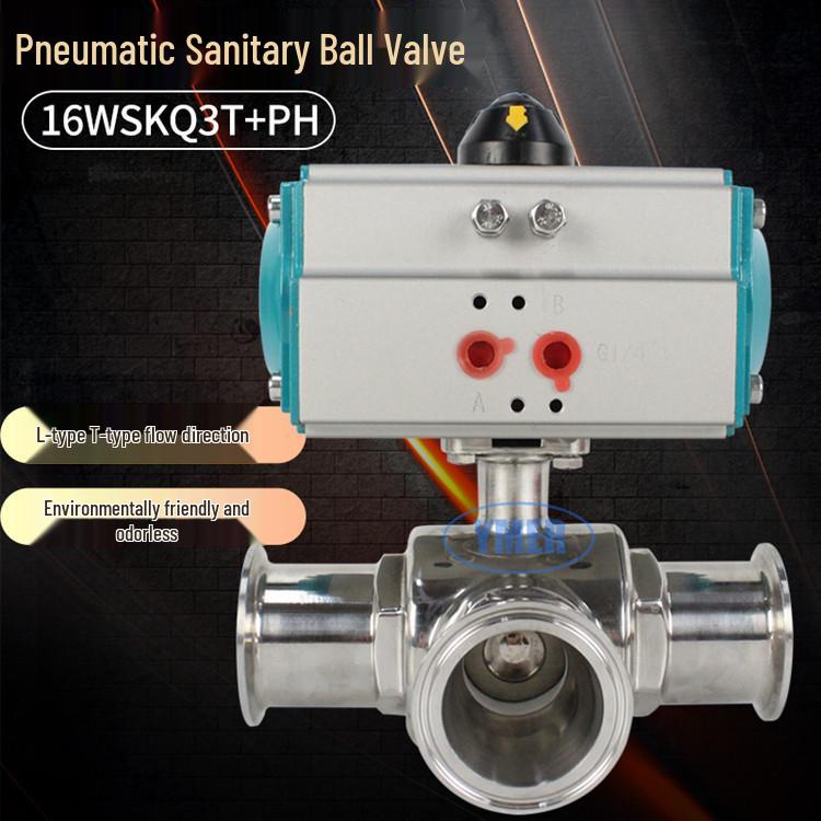 Sanitary 304 Stainless Steel Pneumatic Three-Way Ball Valve - T & L Type Quick Connect Diverter (Food Grade)