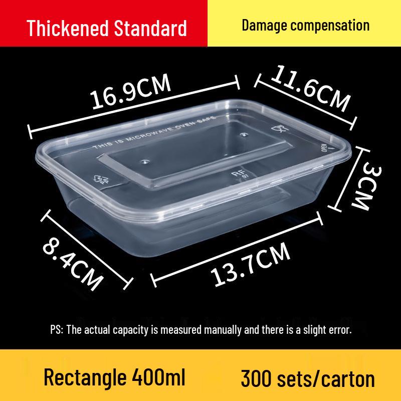 Rectangular 750/1000ml Disposable Transparent Plastic Takeout Meal Box