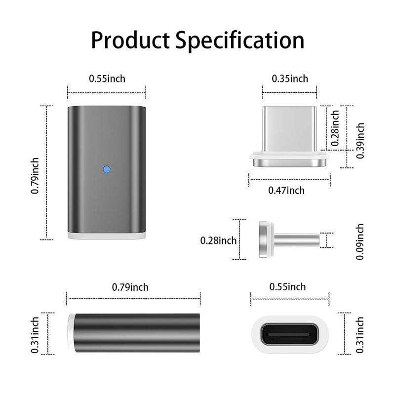 Adaptateur Magnétique Micro Type C Pour Samsung Galaxy S24+ Galaxy Xcover7 Ulefone Armor 26 Ultra Xiaomi 14 Ultra Doogee U10 Chargement