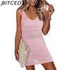 BITCED Women's Swimwear Cover-Up Summer Sleeveless Tank Top Sun Protection Knit Lace-Up Swimsuit Beach Dress
