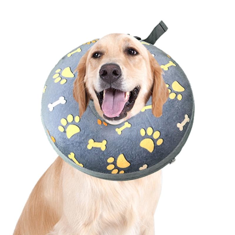 Comfortable Recovery Collar Inflatable After Surgery for Dogs Cats Wound Healing Easy to Eat and Drink Soft Lint