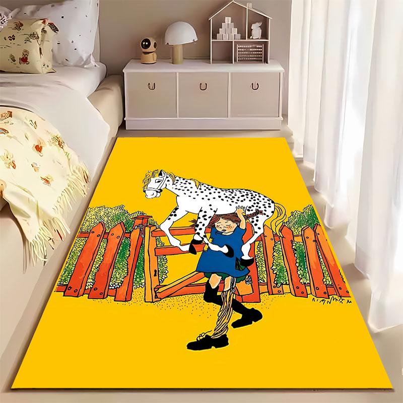 Girl Lifting Spotted Horse Carpet suitable as a non-slip mat for the living room or bedroom sofa