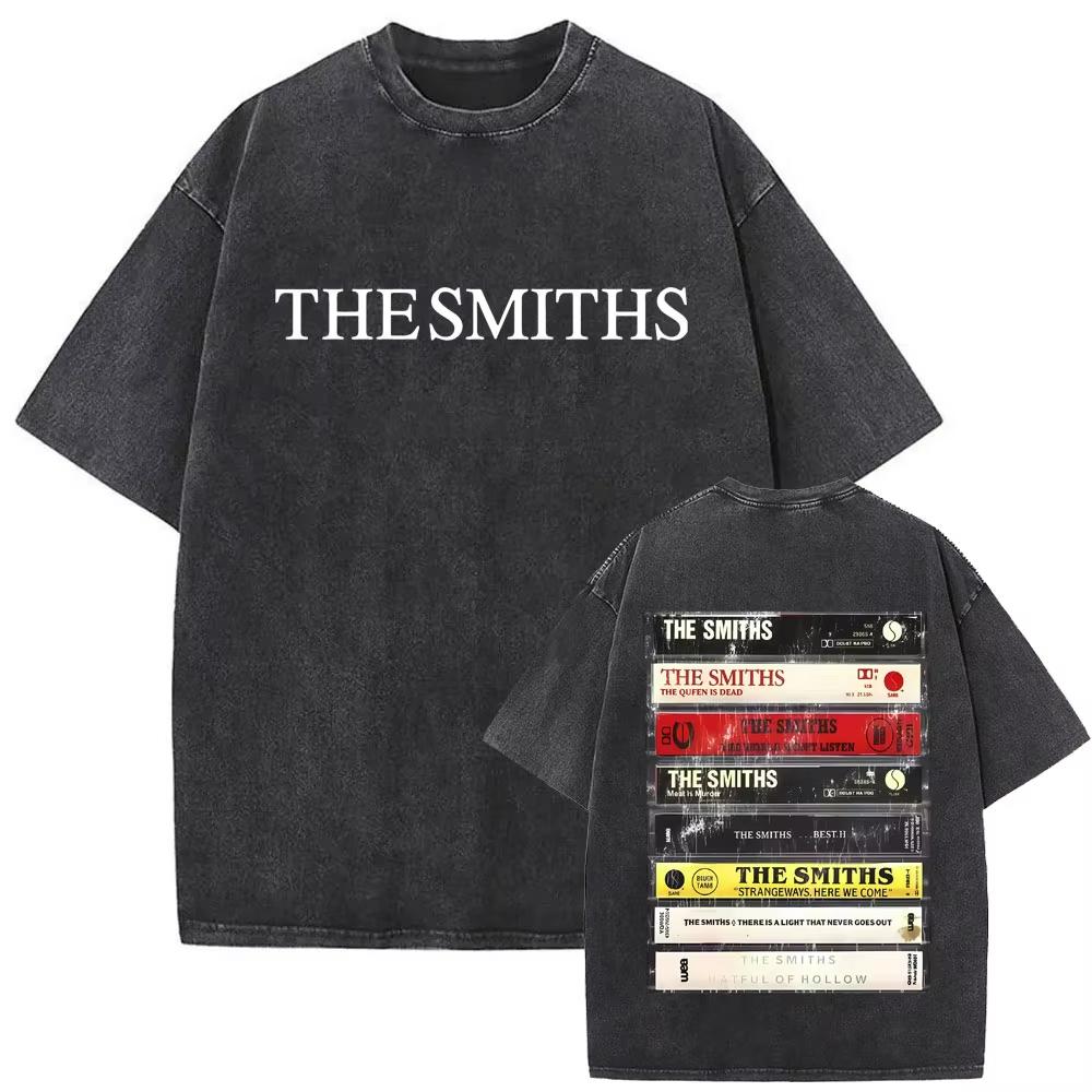T-shirt Lavé Style Rétro Gothique Ample Hip-hop Streetwear Imprimé avec le Groupe de Rock The Smiths "Never Had No One Ever"