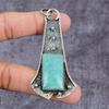 Natural Amazonite Gemstone Handmade 925 Sterling Silver Pendant 3.55" ET-1592