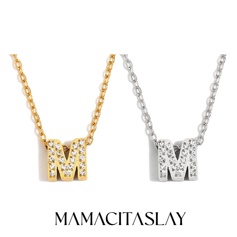 MamacitaSlay Classic 316L Stainless Steel Letter Necklace Waterproof 18K Gold Plated Jewelry Women's Elegant Neck Jewelry Gift