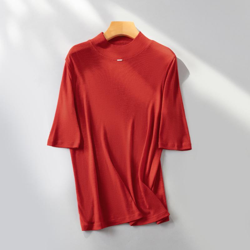 Puyuan 2025 Women's High Neck Merino Wool Base Layer - Classic Autumn/Winter Mid-Sleeve Essential