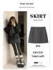 Gray Plaid Wool A-Line Polka Dot Short Skirt for Women - Winter Warm Hip-Hugging Design