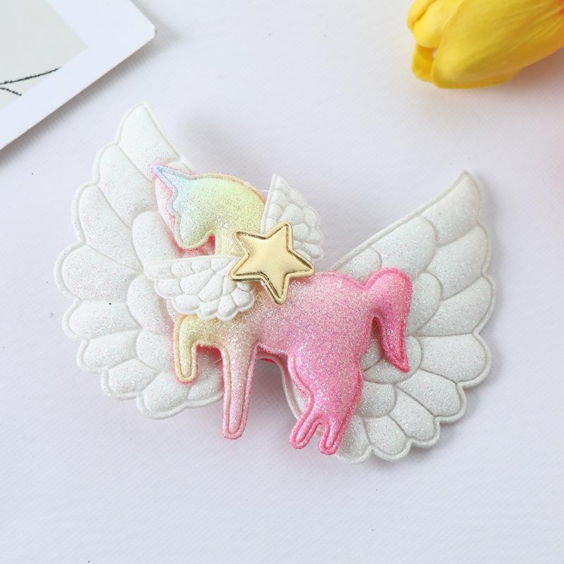 Cartoon Unicorn Baby Hair Clips Wing Horse Hairpins Shiny Hair Bow Kids Headwear Christmas Birthday Gift Girls Hair Accessories