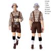 Stylish German Oktoberfest Clothing Men Fawn Print Khaki Plaid Costume Set