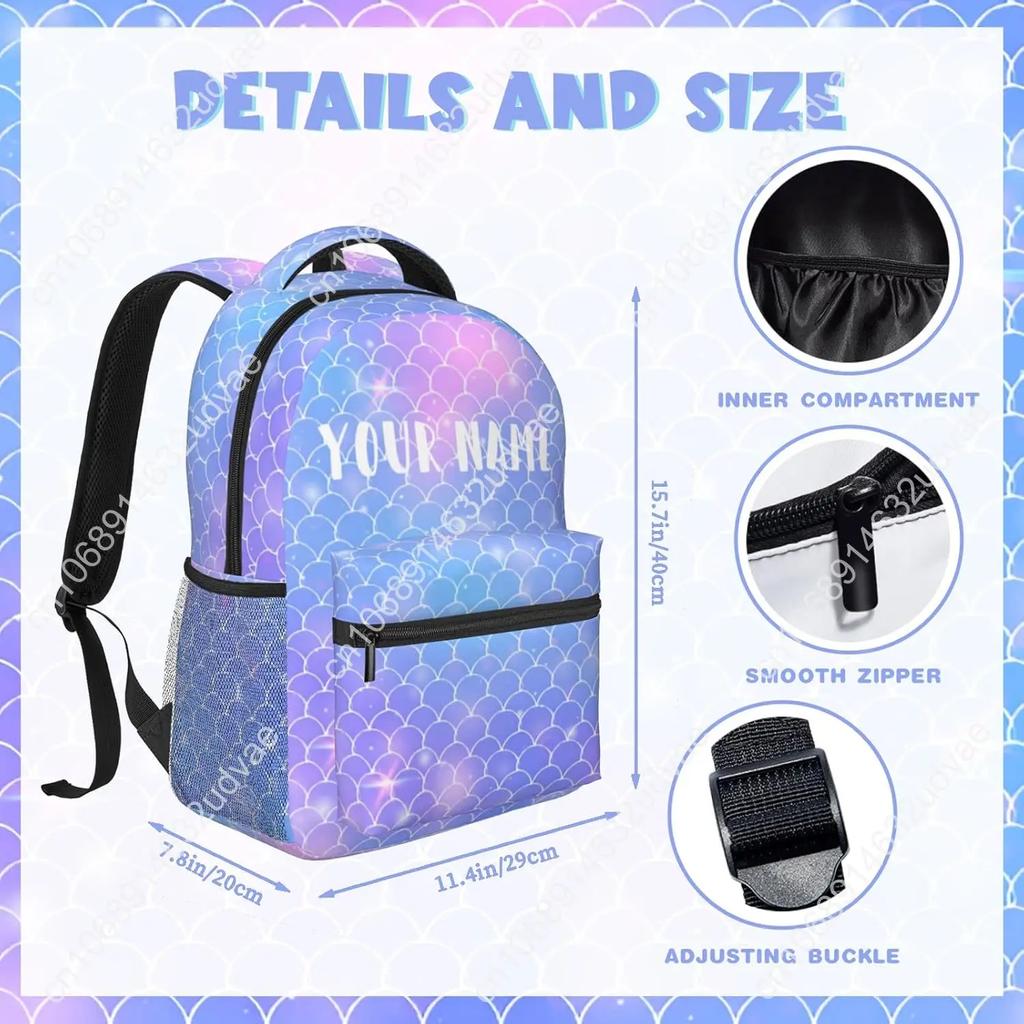 Personalized Backpack for Custom Backpacks with Name for , Customized Fish Scales School Bookbag for Back To Sch