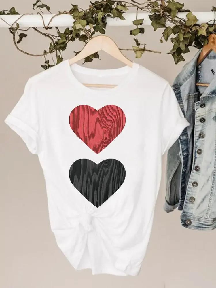 Plus Size Graphic Tee Clothes 90s Sweet Love Heart Valentine Ladies Print T Clothing Summer FeUnisex Womens Short Sleeve Tshirts