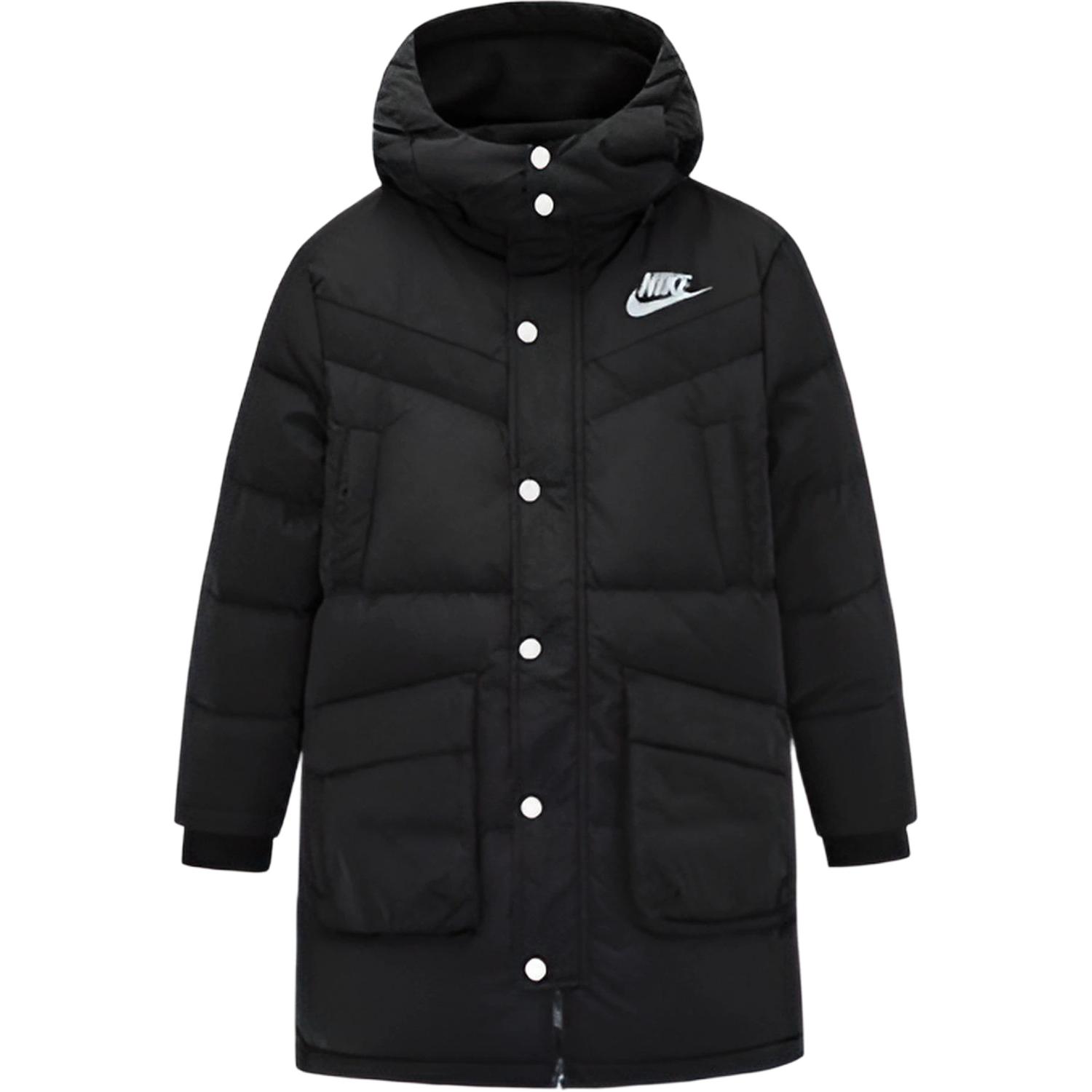 

Nike Logo Hooded Mid-Length Down Jacket Kids Outerwear Black 96J102-023 M