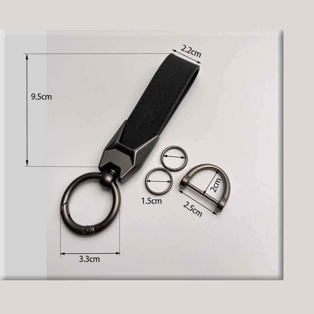 Echte Leder Auto Schlüsselanhänger für Toyota Harrier 80 60 und 30 Schlüsselring mit Auto Geprägtem Karabiner Bequem zu Der Einfache und Schwarze [MiJuduo]