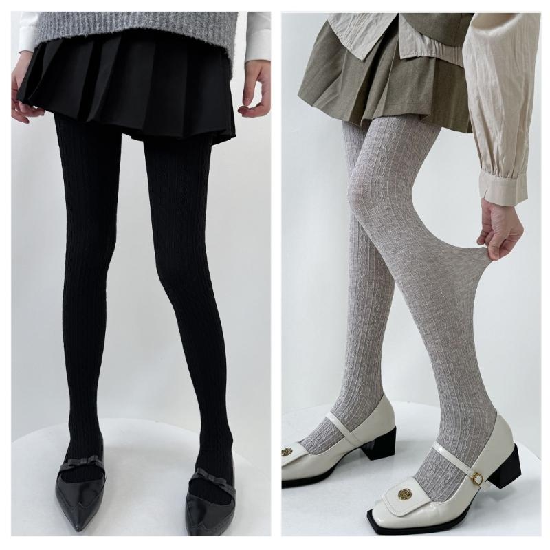Women Vintage Twist Striped Pattern Jacquard Tights Winter Fall Opaque Pantyhose Stockings Slimming Leggings Hosiery