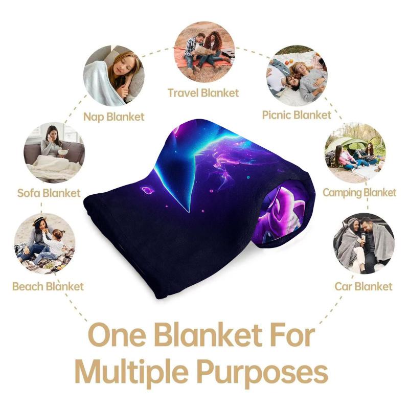 Pokemon Gengar & Jigglypuff Flannel Blanket Hot Anime Soft Warm Throw Sofa Bed Couch Cover Nap Cape Shawl Camping Fans Kids Gift