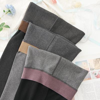 Plus Size Women's Fleece Lined 400g High Elastic Black Leggings - Cozy, Warm Autumn/Winter Wear