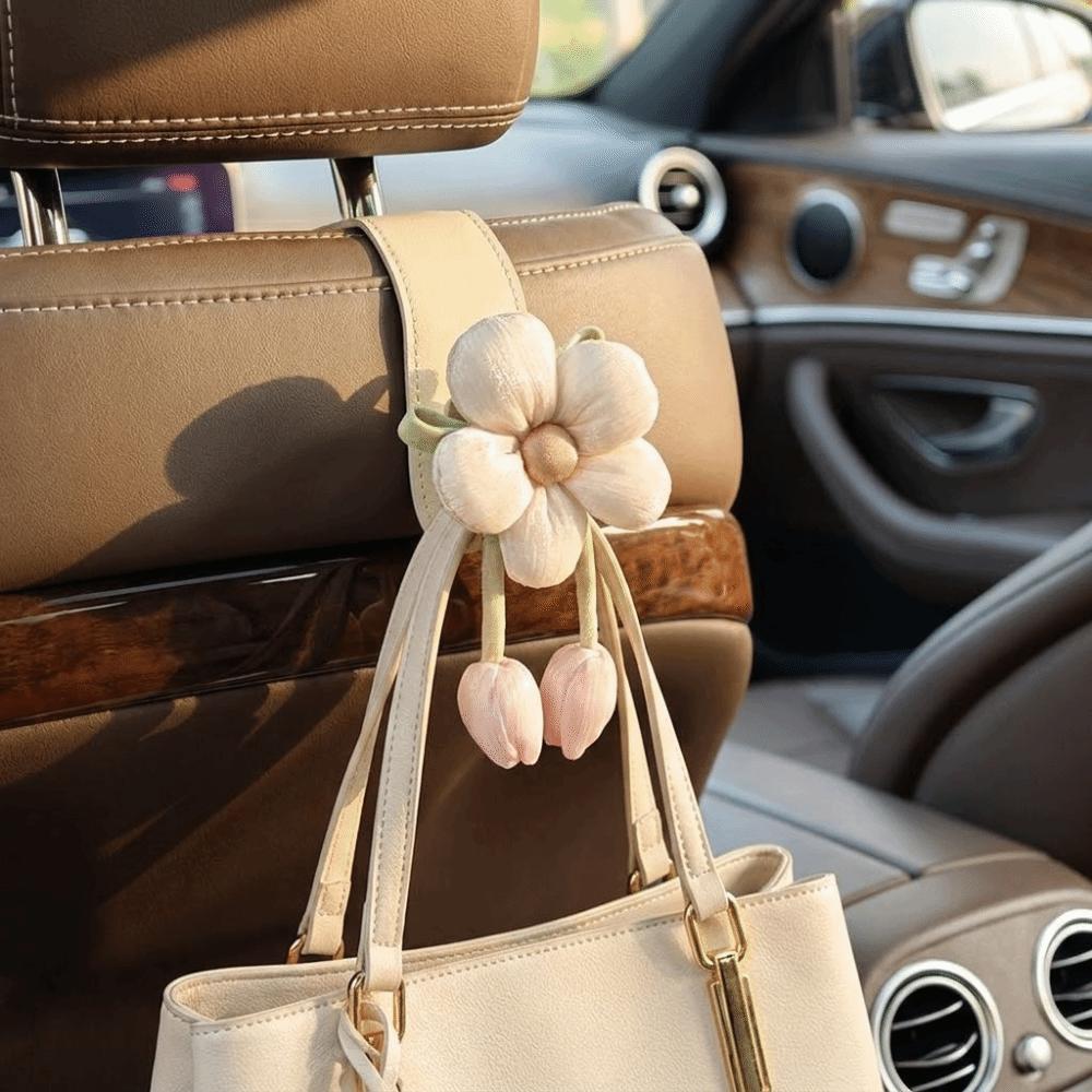 Space Saver Tulip Flower Car Hooks Portable Car Hanging Hook Multipurpose Car Back Seat Hooks SUV