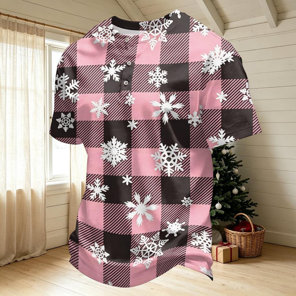 Men's Quick Dry Short Sleeve Round Neck T-Shirt with Christmas Print