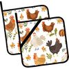 Vintage Floral Pot Holders Set of 2,Kitchen Heat Resistant Potholder for BBQ Cooking Baking,Food Hot Pad for Women Men