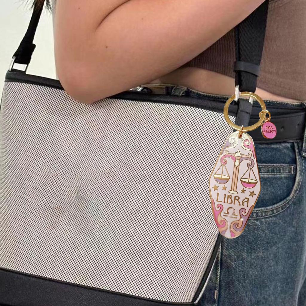 Chinese 12 Constellation Alloy Keychain Enamel Hanging Carabiner For Bag Decoration Birthday Gift Rustproof Metal Charm